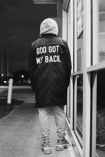 God Got My Back Trenchcoat (Black) - RTS Collaborative