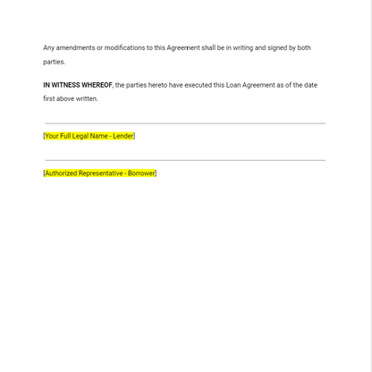 Loan Agreement Templates (Two Templates)(PDF & Word Doc) - RTS Collaborative