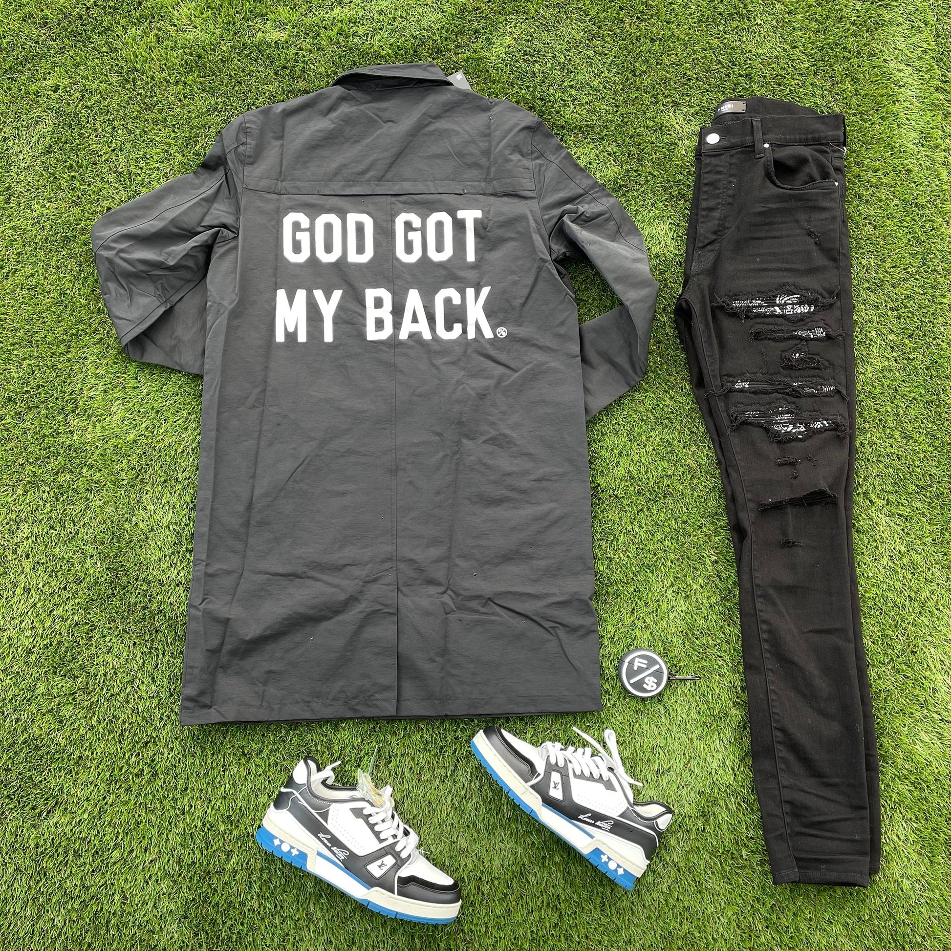 God Got My Back Trenchcoat (Black) - RTS Collaborative