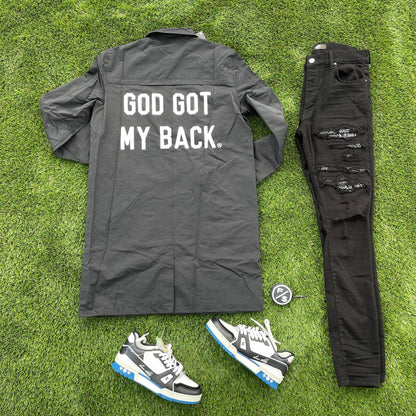 God Got My Back Trenchcoat (Black) - RTS Collaborative