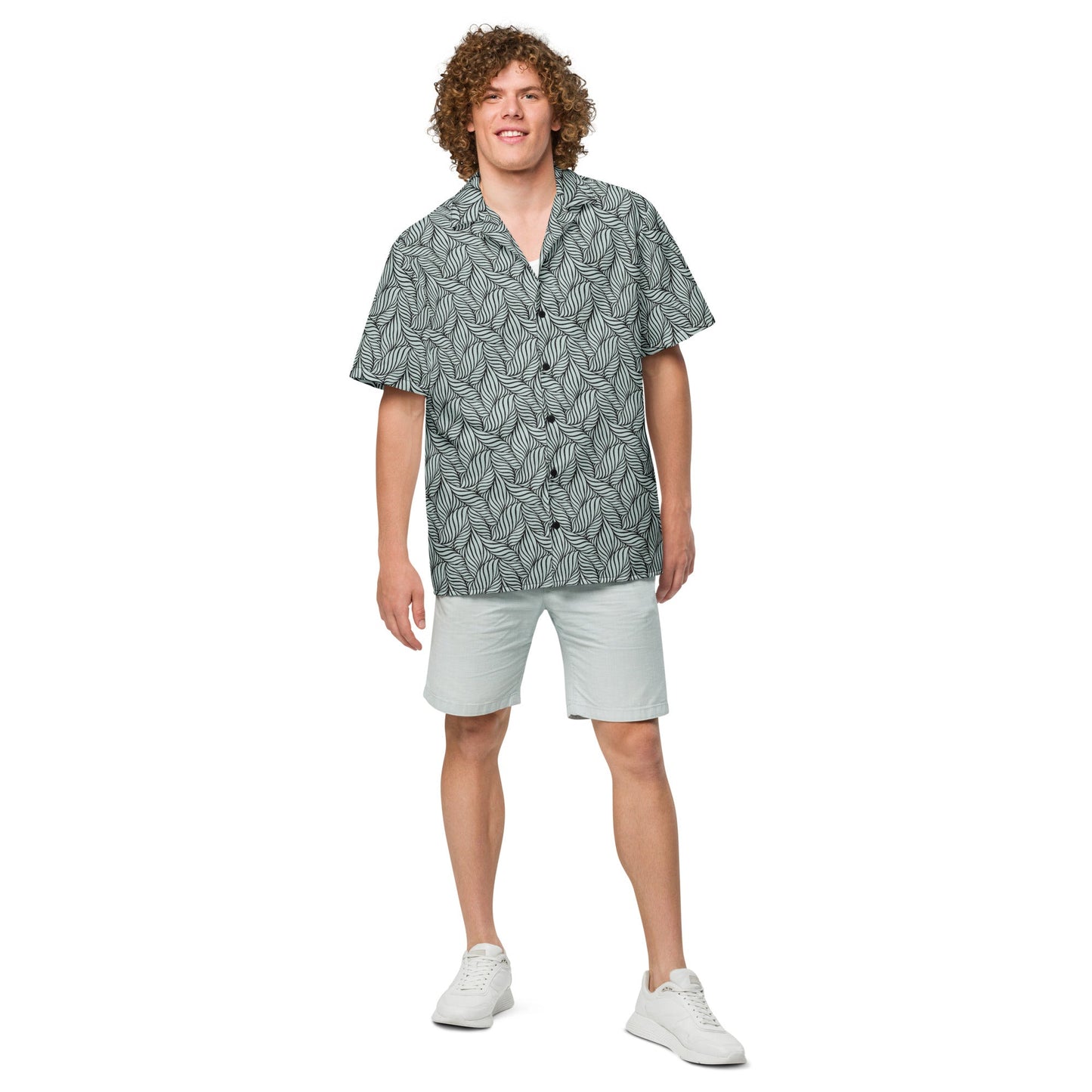 Grey Palm Button Down Hawaiian Shirt - RTS Collaborative