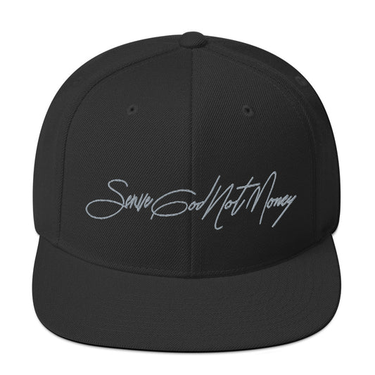 Serve God Not Money Snapback Hat - RTS Collaborative