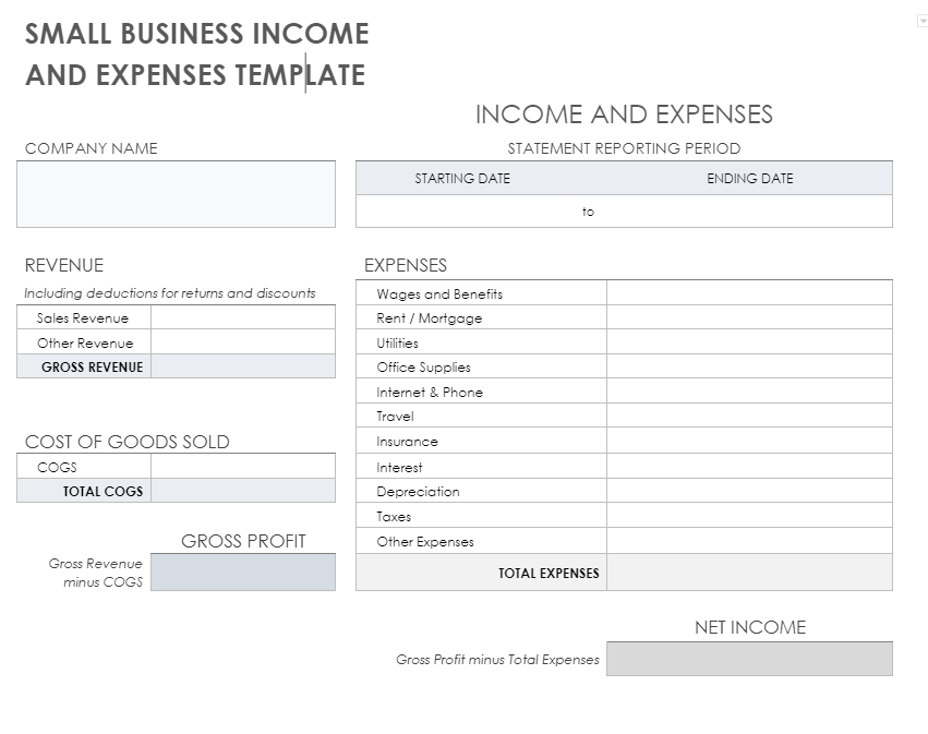 Business Income And Expenses Statement - RTS Collaborative